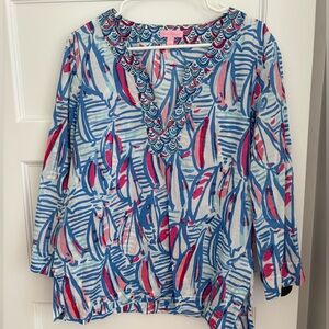 Lilly Pulitzer Blue and Pink Tunic Top
